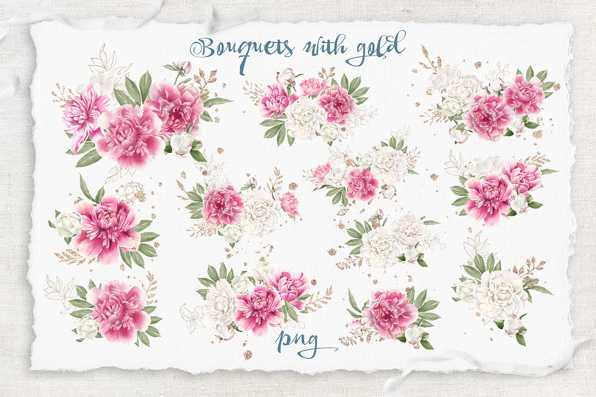 Watercolor flowers Peonies clipart, an Illustration by Yuliya Art (Photo 13 of 18)