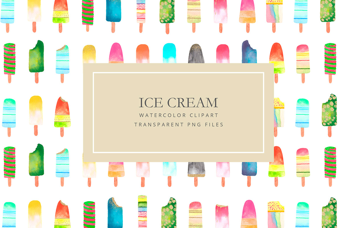 Watercolor ice cream clipart, a Texture Illustration by AS Studio (Photo 3 of 6)