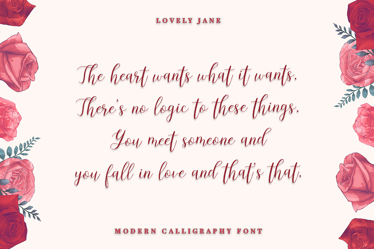 lovely Jane||Modern calligraphy font preview 4