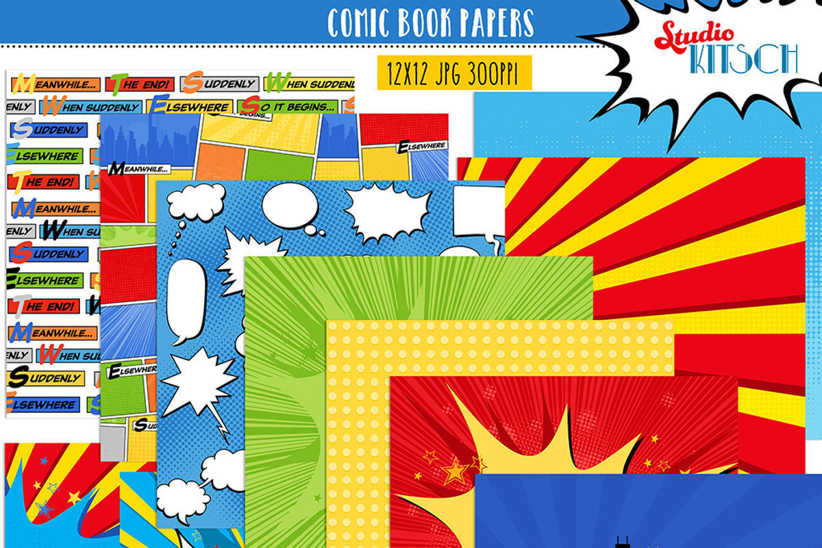 Comic Book Digital Papers, a Pattern Graphic by Studio Kitsch (Photo 3 of 3)