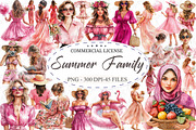 Pink Summer Family Watercolor Clipar, an Illustration by designcity5 (Thumbnail 1 of 5)
