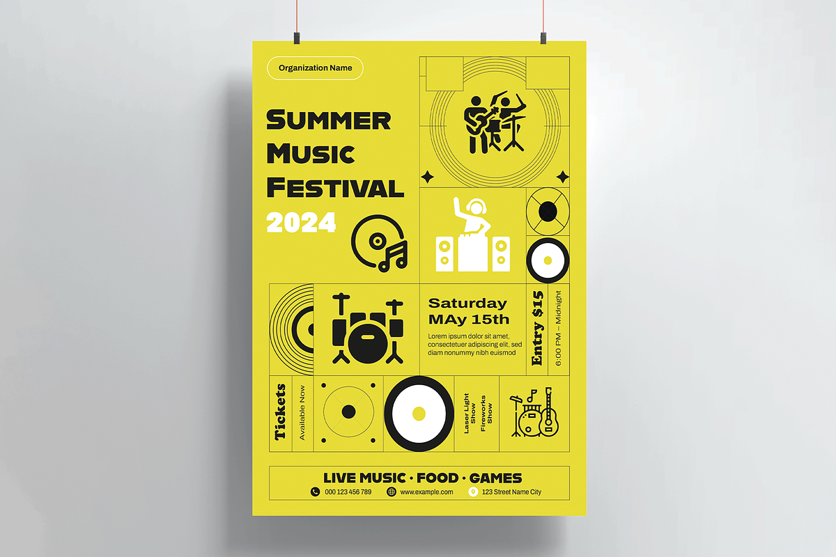 Music Festival Poster Template, a Flyer Template by MightyDesign (Photo 1 of 8)