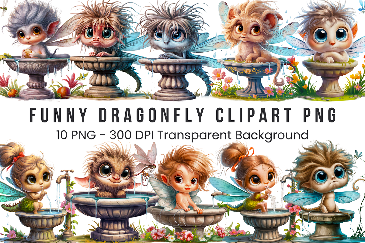 Funny Dragonfly PNG Bundle, a Graphic by Clipart Bloom (Photo 1 of 14)
