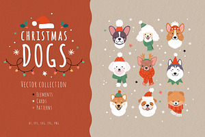 Christmas Dogs Vector Collection