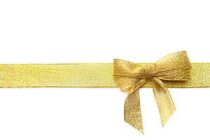 Golden ribbon with bow for festive gift wrapping, a Holiday Photo by Olena Rudo