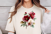 Watercolor Burgundy Florals Png, an Illustration by DreamCafeArt (Thumbnail 6 of 6)