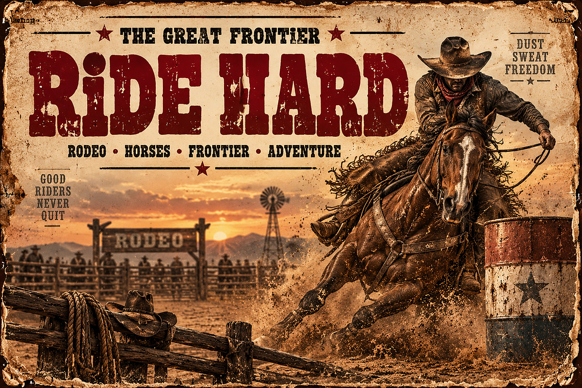 Wild West Rider, a Script Font by Wow Magic (Photo 2 of 6)