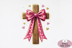 Preppy Jesus Valentine Cross Png, an Illustration by Daily.Designs
