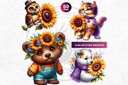 Autumn Animals & Sunflowers PNG, a Seasonal Illustration by ThatsDesignArt (Thumbnail 6 of 10)