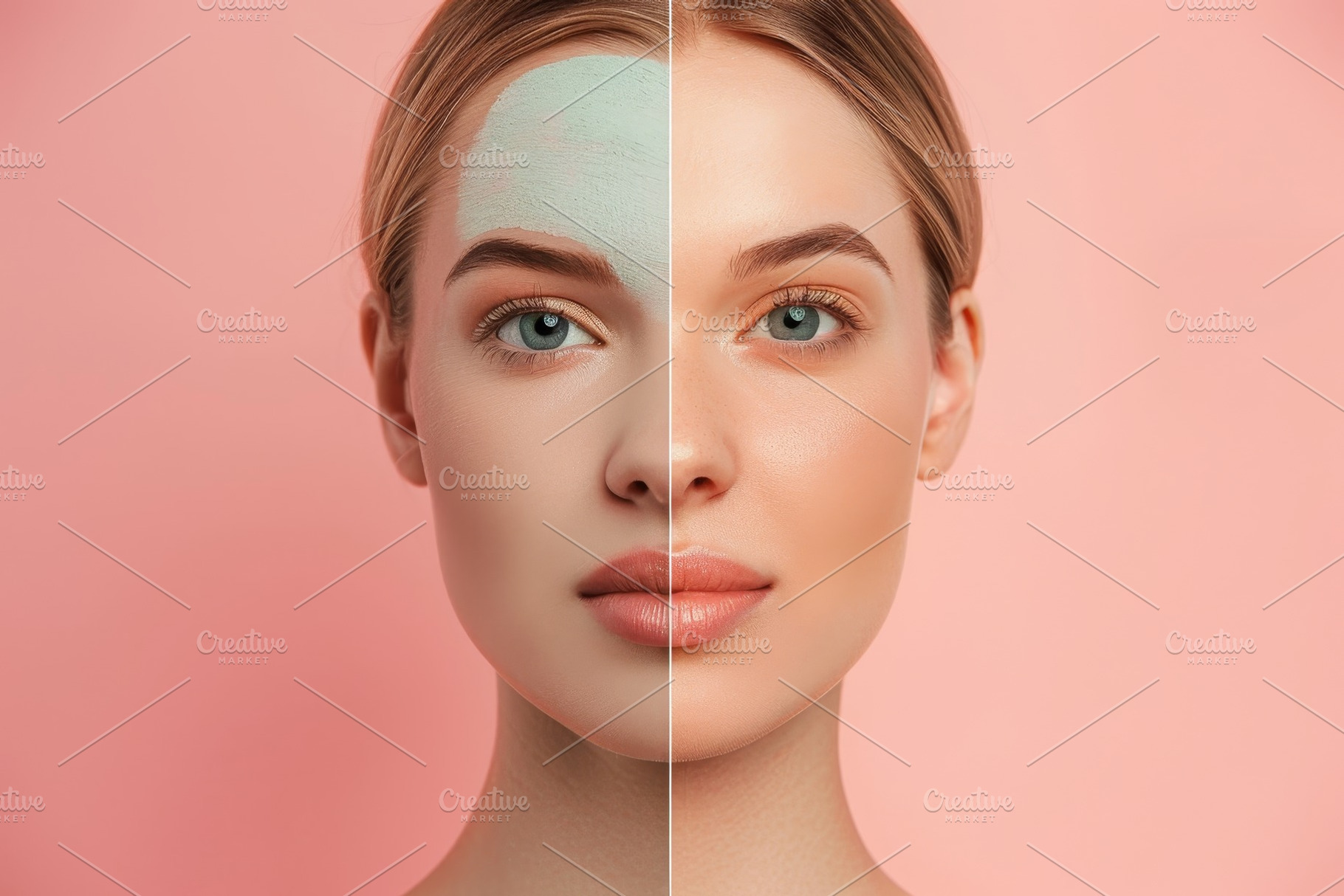 A comparison of a womans face before, a Photo by Iftikhar Alam