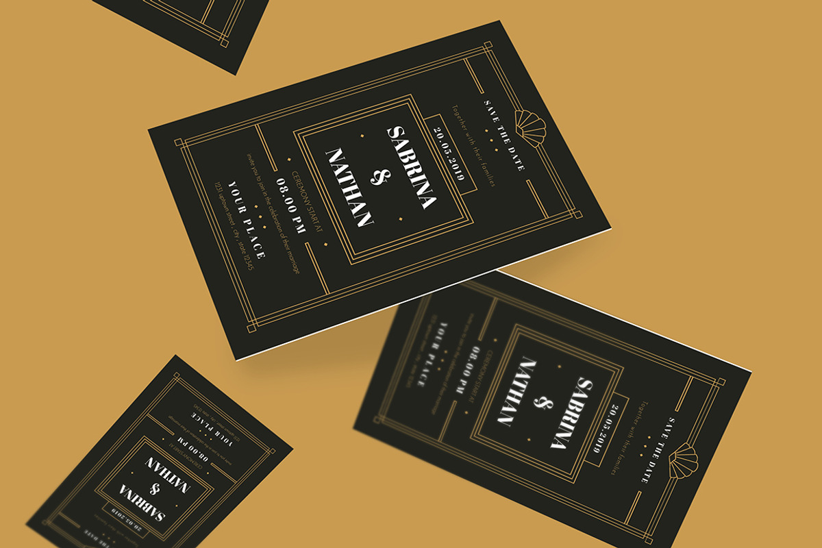 Art Deco Wedding Invitation, an Invitation Template by Vynetta (Photo 3 of 3)