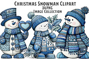 Christmas Blue Snowman Clipart, an Illustration by Dream Creation (Thumbnail 1 of 8)