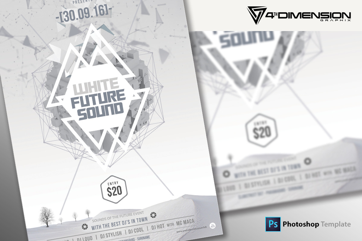 White Future Sound Flyer Template, a Flyer Template by Ravi Rajcoomar (Photo 2 of 3)
