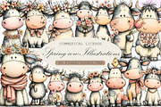 Watercolor Spring cow Illustrations, an Illustration by Sublimation Artist (Thumbnail 1 of 6)