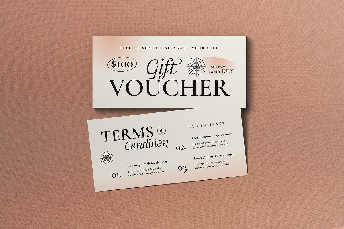 Coral Minimalist Gift Voucher, a Card Template by graphicook (Photo 1 of 3)