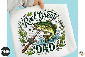 Retro Reel Great Dad Png Fishing Dad, a Seasonal Illustration by designcity5
