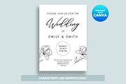 Minimalist Floral Wedding Invitation, an Invitation Template by M9 Design (Thumbnail 2 of 5)