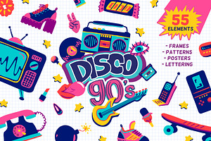 90s retro style vector clipart