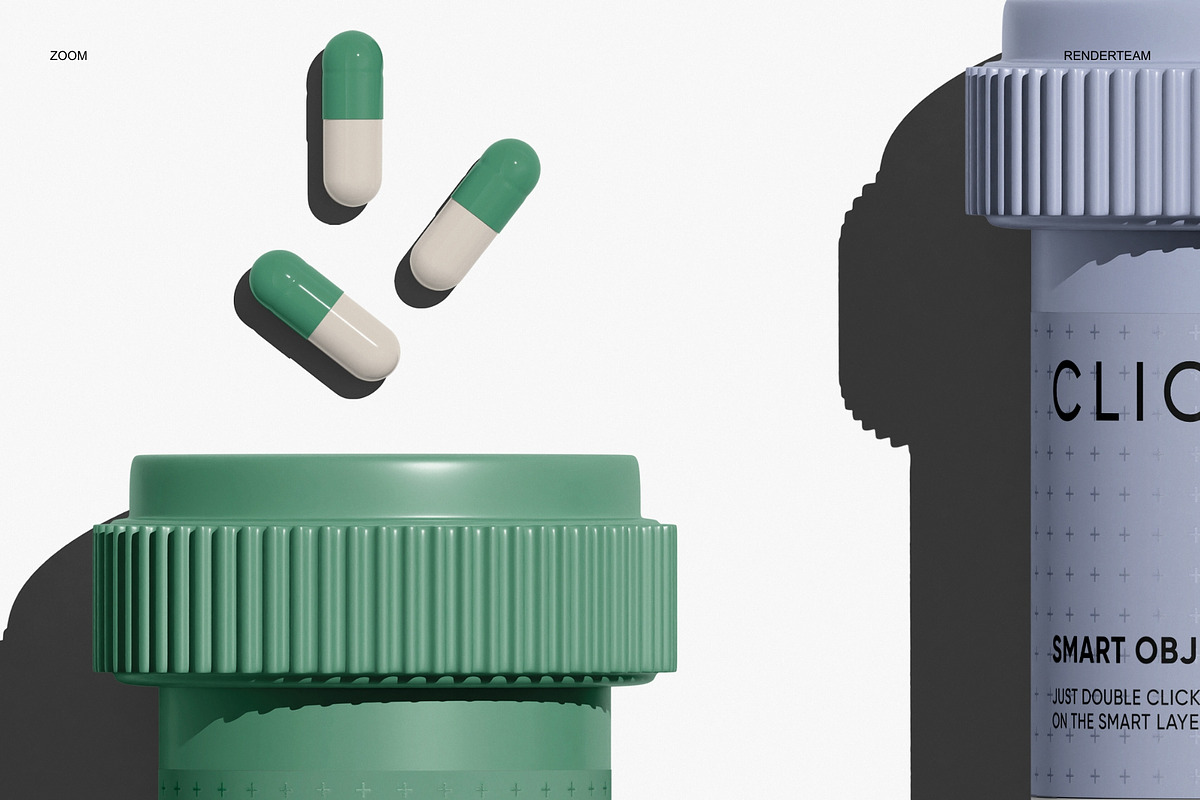 Pills and Bottle Mockup Set, a Packaging Mockup by Renderteam (Photo 12 of 14)