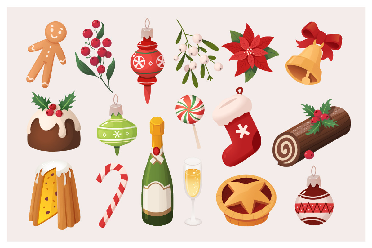 Set of vector Christmas decorations, a Decorative Illustration by Moonery's