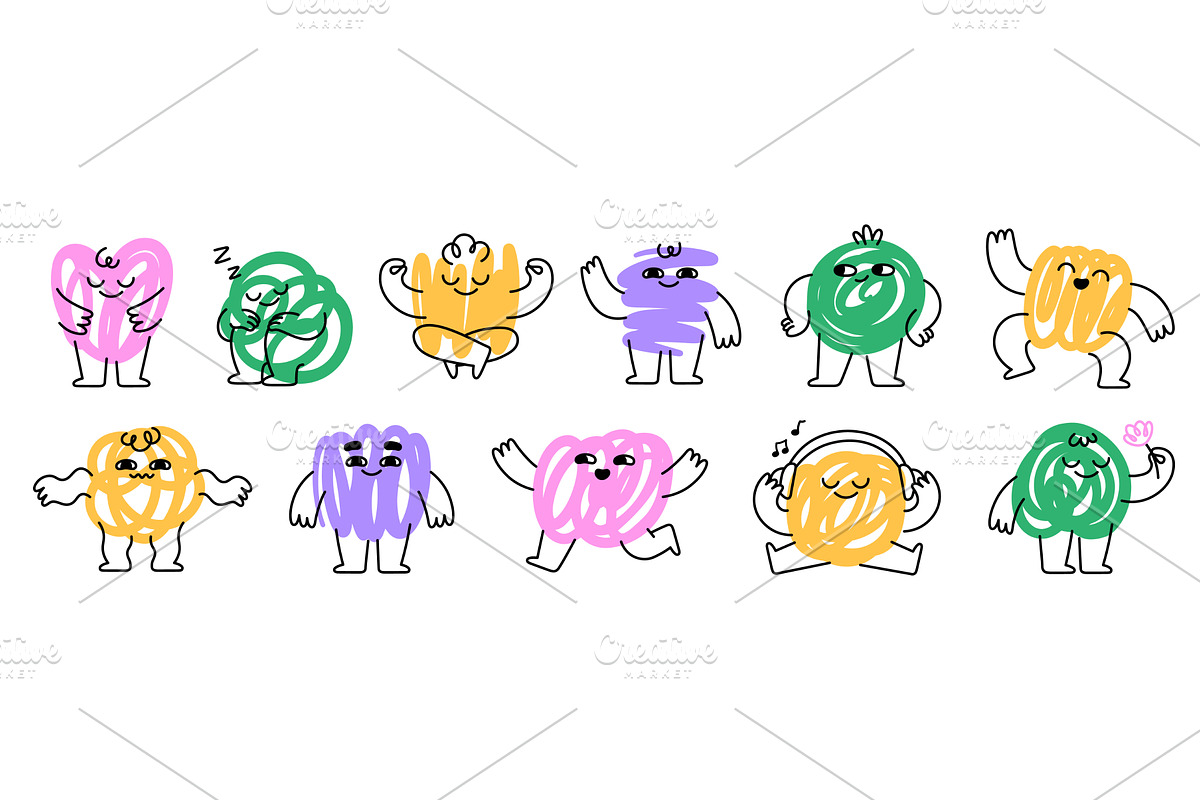 Abstract scribble characters, an Illustration by LadadikArt