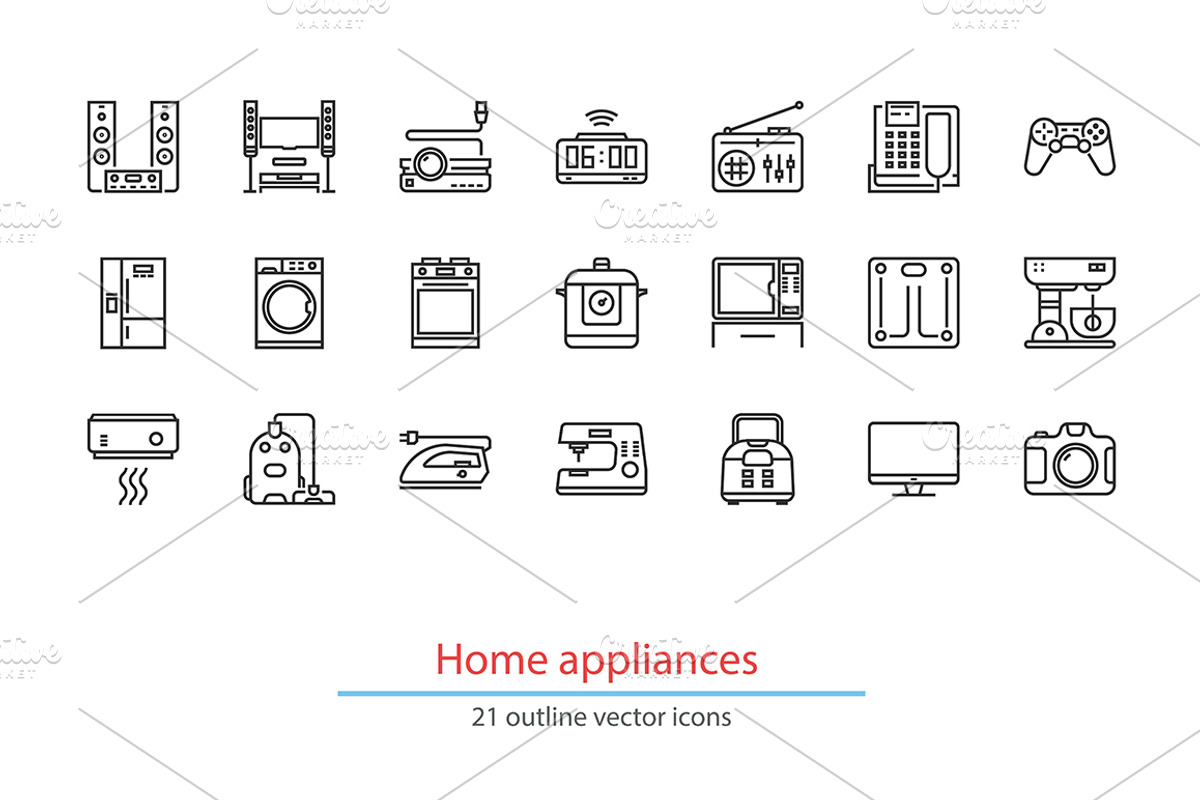 Home appliances, an Outline Icon by I-RO