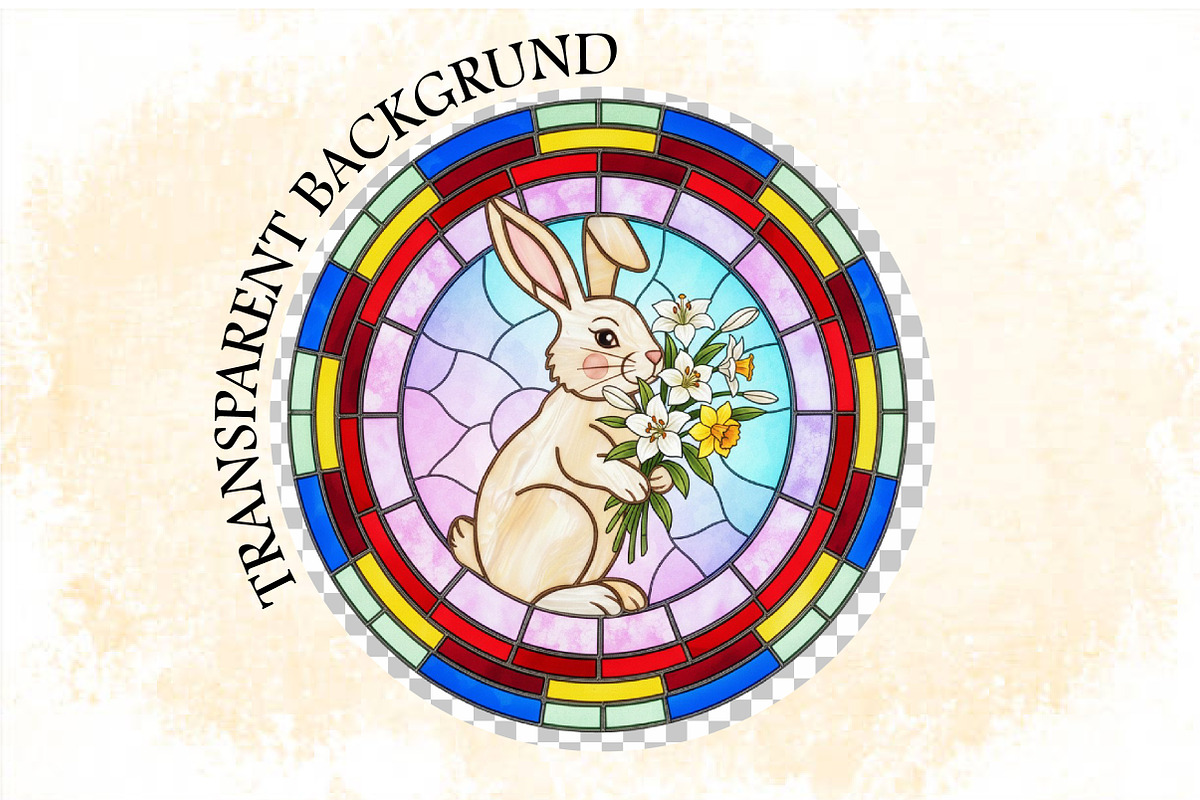 Easter Bunny Stained Glass Clipart, an Illustration by SVGArt (Photo 7 of 9)