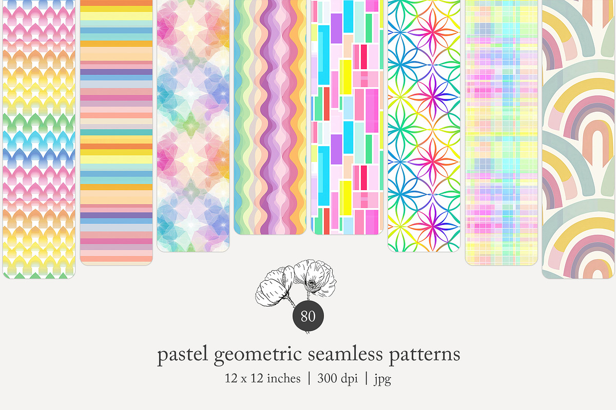 80 pastel geometric seamless pattern, a Pattern Graphic by Poppy Lane Studio (Photo 1 of 11)
