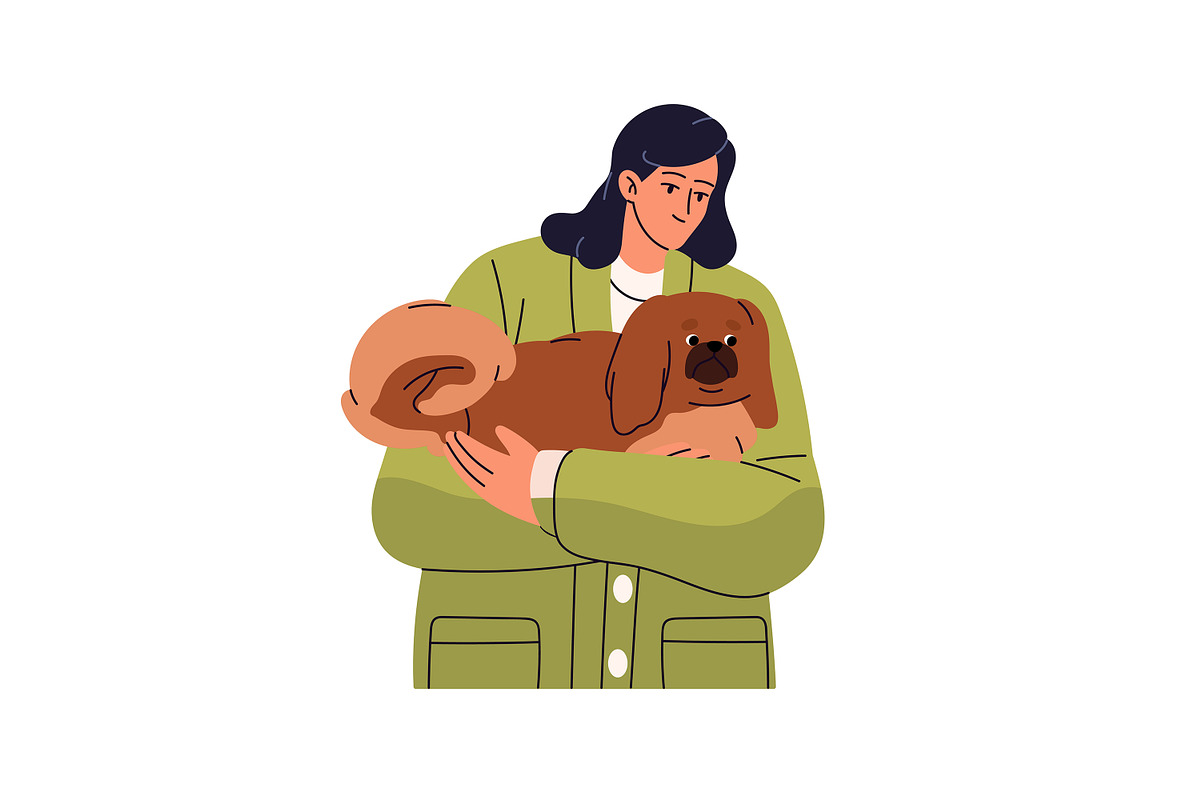 Happy people hugging cute dogs set, an Animal Illustration by PaperTrident (Photo 6 of 11)