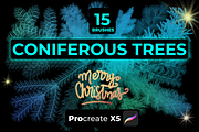 15 CONIFEROUS BRANCHES PROCREATE X5, a Brush Add-On by Graphics Resources (Thumbnail 7 of 8)