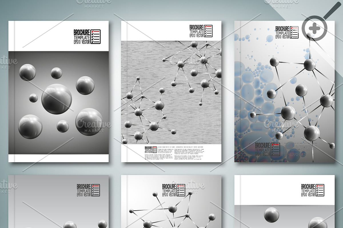 Brochure template with molecules, a Technology Illustration by VectorShop (Photo 1 of 5)