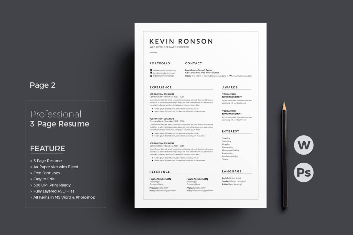 Resume/CV, a Resume Template by deviserpark (Photo 3 of 6)