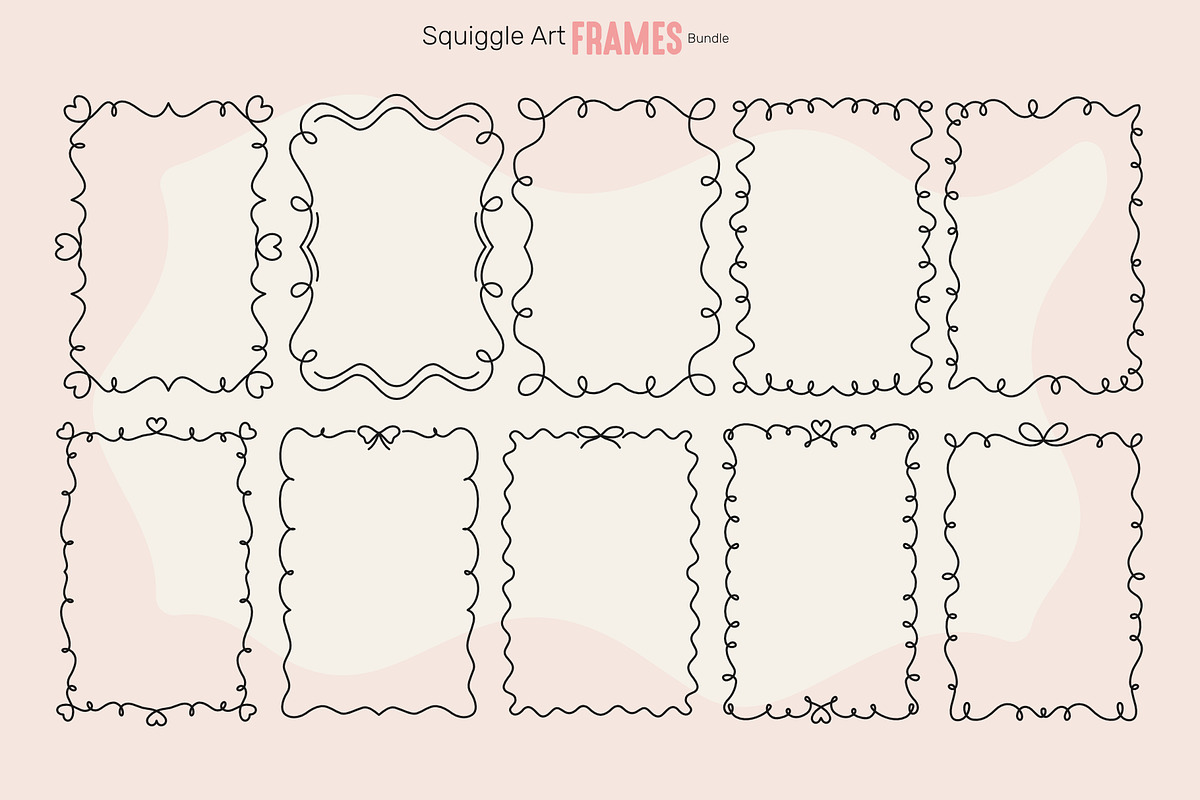 Squiggle Art Frames Bundle, an Object Illustration by moja doodle (Photo 4 of 7)
