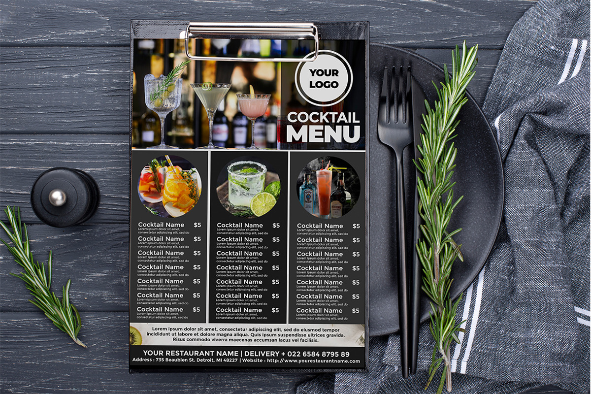 Cocktails Menu flyer, a Flyer Template by imadeDesign (Photo 3 of 3)