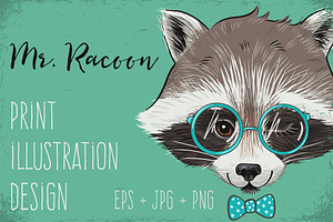 Mr. Raccoon Print Illustration