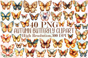 Autumn Butterfly Clipart, an Illustration by Sublimation Artist