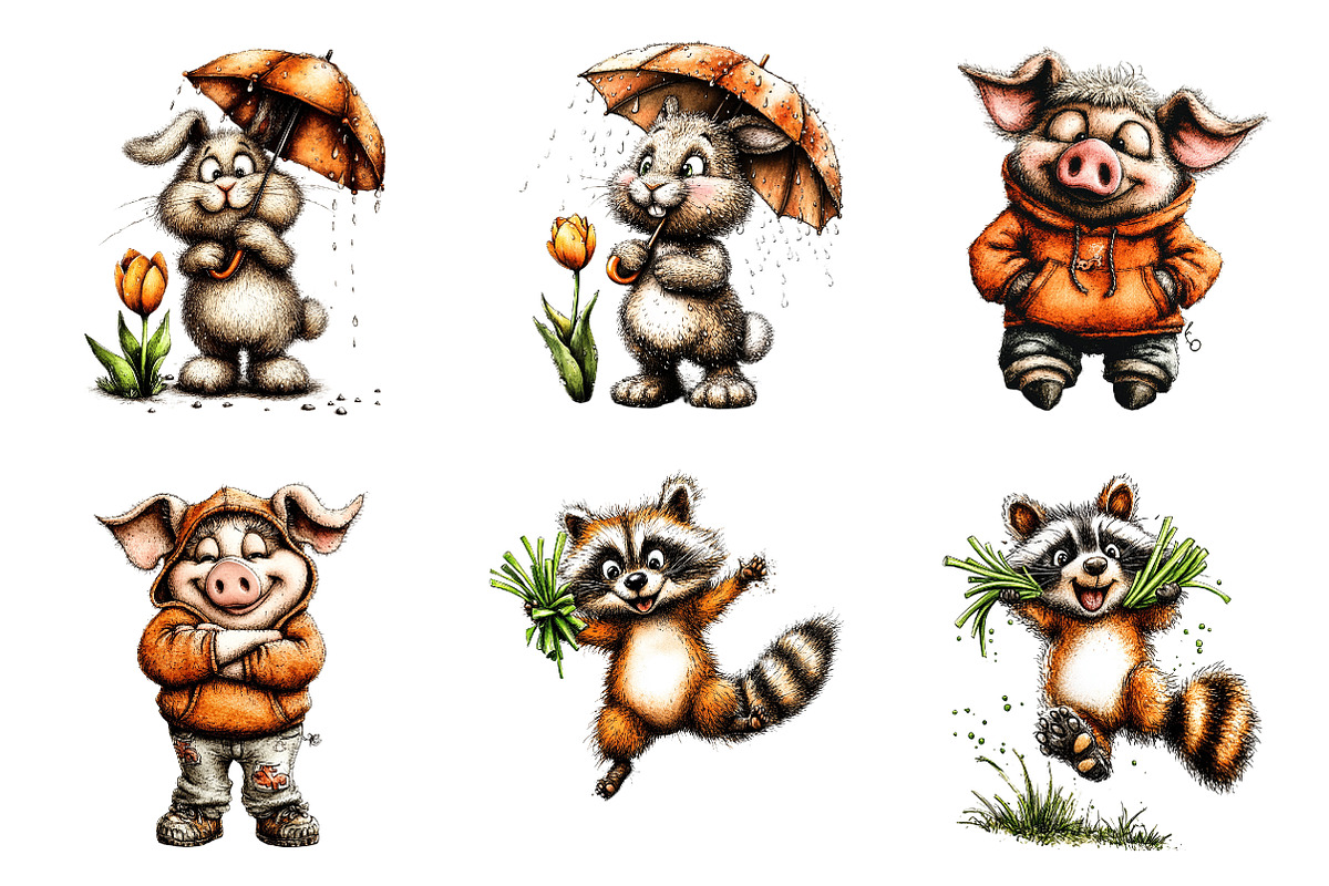Whimsical easter animals clipart, an Illustration by SinaCreation (Photo 3 of 11)
