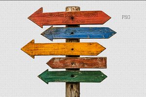 Wooden post with signs boards PNG, a Poster Template by VetalStock