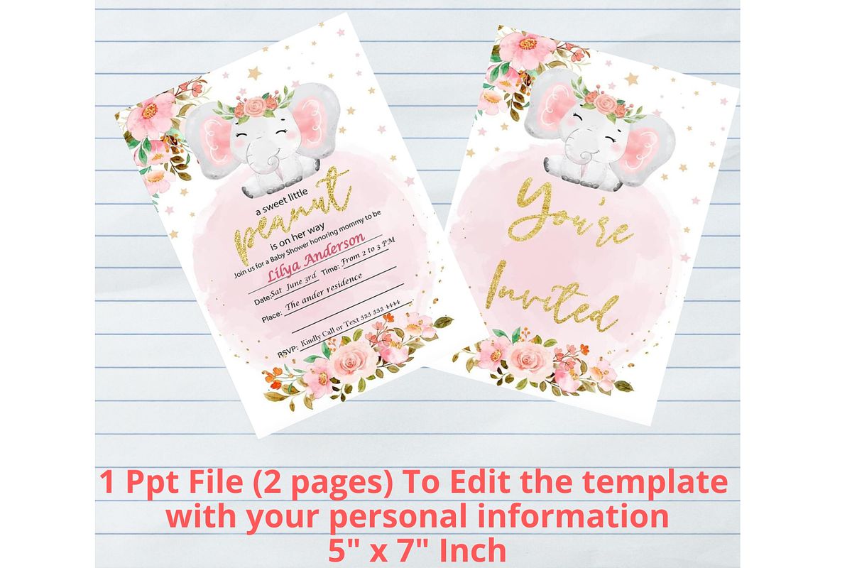 Elephant baby shower invitation card, an Invitation Template by CELEBRATE LIFE (Photo 1 of 2)