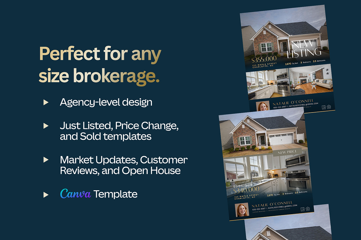 Navy & Gold Realtor Canva Templates preview 4
