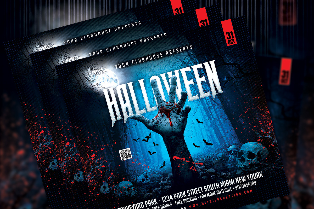 Halloween Flyer Template, a Templates & Theme by MithilaCreation (Photo 5 of 6)