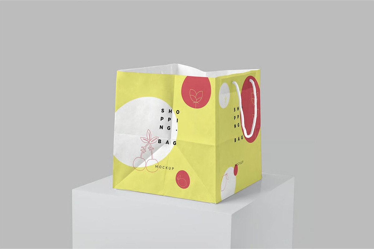 Square Kraft Shopping Bag Mockup, a Packaging Mockup by megostudi0 (Photo 5 of 7)