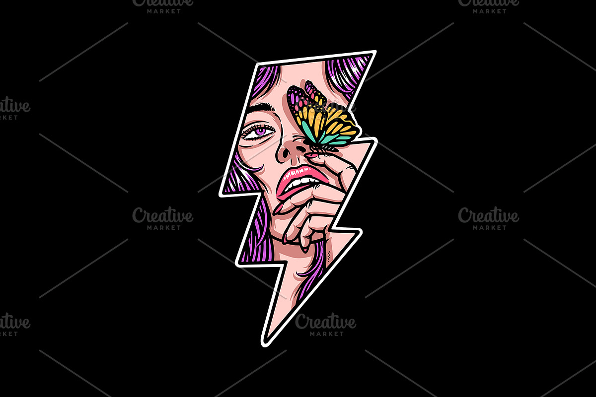 beautiful woman with butterfly, a Person Illustration by gunaonedesign (Photo 1 of 4)