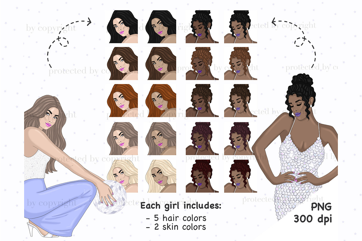 New Year Girls Clipart, a Person Illustration by GlamArtZhanna (Photo 2 of 4)