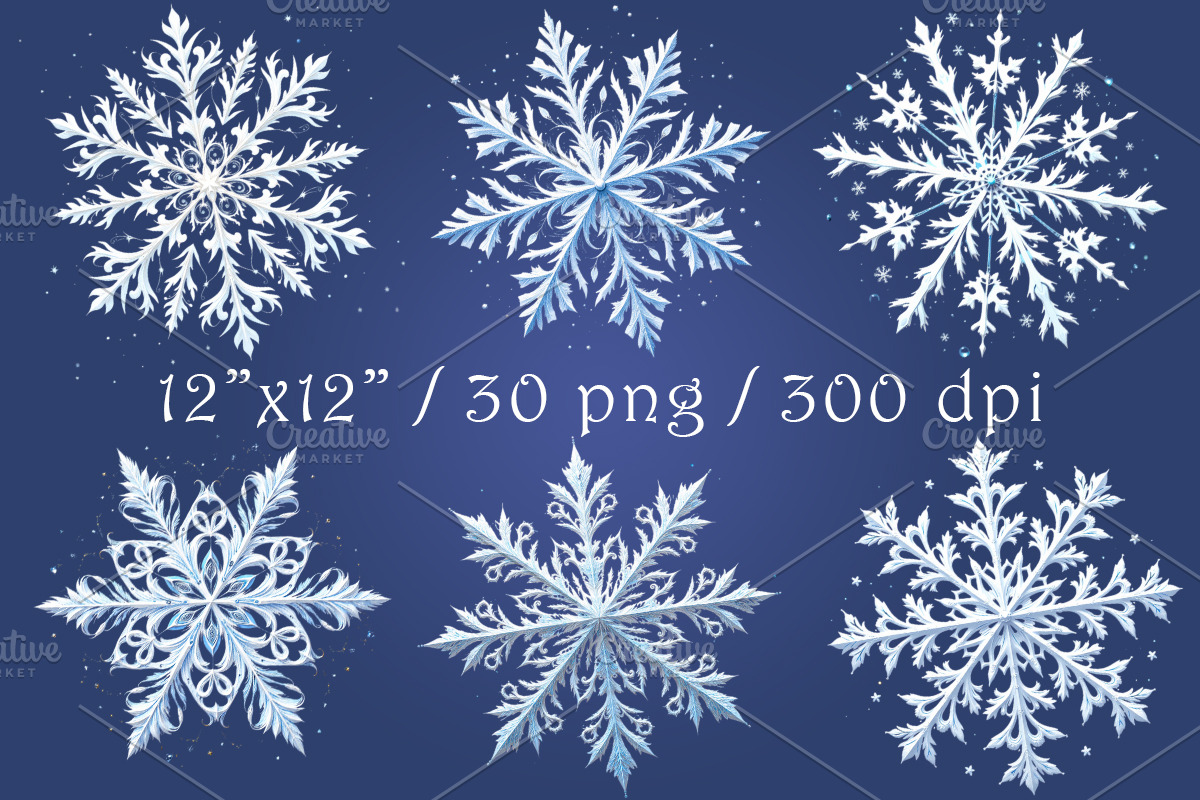 Christmas Snowflake Clipart - 30 png, a Seasonal Illustration by GalaDesign03 (Photo 2 of 7)