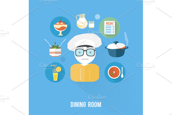 Kitchen concept with item icons preview 2