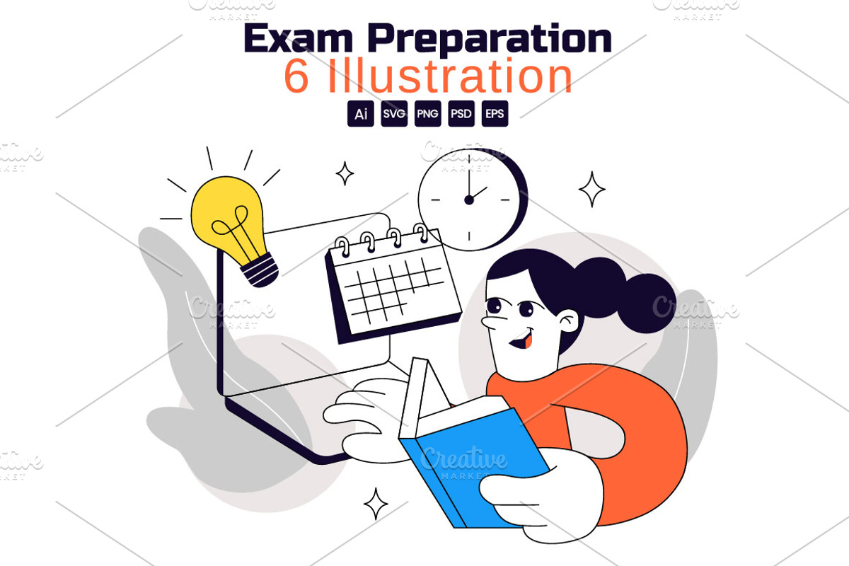 6 Exam Preparation Illustration, an Education Illustration by denayunebgt (Photo 1 of 3)