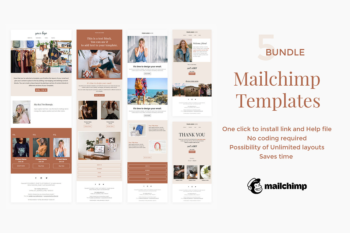 5 Mailchimp Email Templates, an Email Template by Kala and Hansuja Studio (Photo 1 of 7)