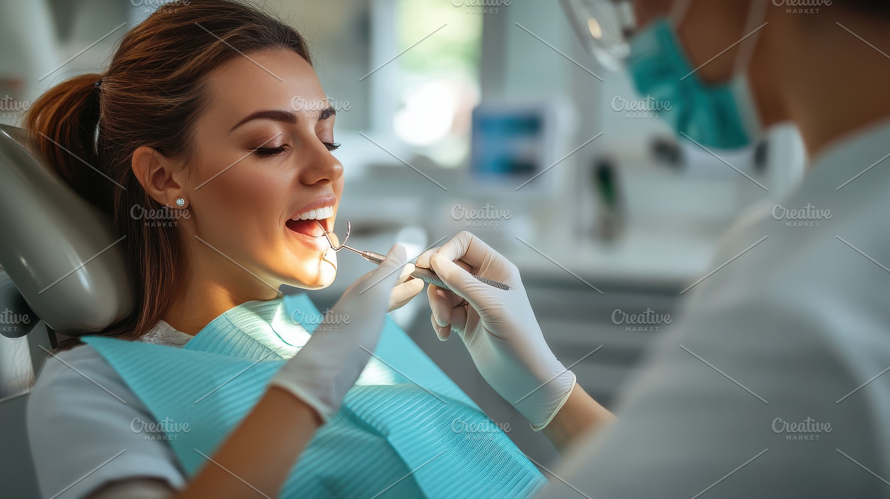 Dental Checkup: Smiling woman gettin, a Health & Medical Photo by Pixeness Studio