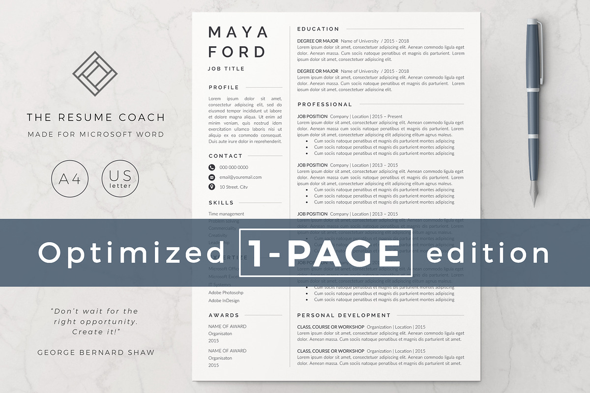 Resume Template / CV, a Resume Template by TheResumeCoach (Photo 7 of 7)